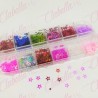 Decoración ESTRELLAS GRANDES METALICAS para uñas en pastillero – estuche de 13x5cm con 12 divisiones y tapa individual,surtido (
