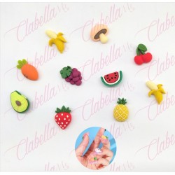 Decoración figura KAWAII FRUTA para uñas  POR PAR a granel, surtido (PB)