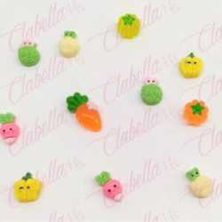 Decoración figura KAWAII VERDURAS para uñas POR PAR a granel, surtido (PB)