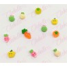 Decoración figura KAWAII VERDURAS para uñas POR PAR a granel, surtido (PB)