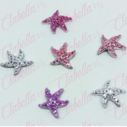 Decoración DIJES FIGURAS DE MAR ESTRELLAS  con piedras metálicas para uñas aprox de 1cm por pieza, surtido 114MC43-57 (PB)