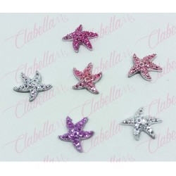 Decoración DIJES FIGURAS DE MAR ESTRELLAS  con piedras metálicas para uñas aprox de 1cm por pieza, surtido 114MC43-57 (PB)