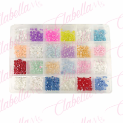 Decoración FLORES CHICAS 3D  CON CAVIAR para uñas aprox 2400 piezas  por estuche, surtido