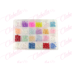 Decoración FLORES CHICAS 3D  CON CAVIAR para uñas aprox 2400 piezas  por estuche, surtido