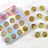 Decoración dorado GLITTER,AZUCAR Y FIGURA GEOMETRICA para uñas 12 piezas de 1/8 por paquete, (Sin estuche) surtido