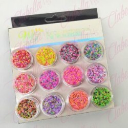 Decoración GLITTER NEON  para uñas 12 piezas de 1/8 por paquete, (Sin estuche) surtido KT(262)-0256