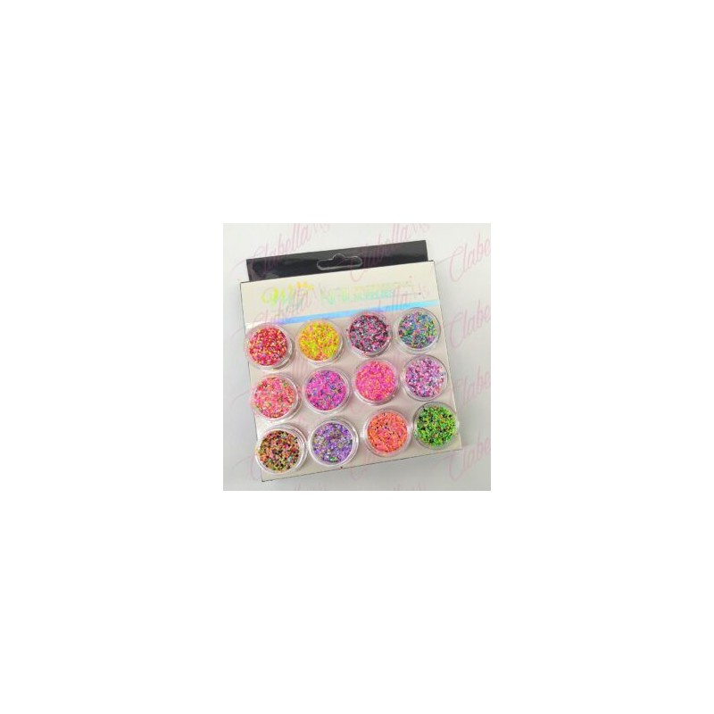 Decoración GLITTER NEON  para uñas 12 piezas de 1/8 por paquete, (Sin estuche) surtido KT(262)-0256