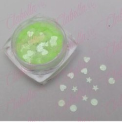 Decoración GLOW  brilla en la oscuridad para uñas en frasco de 1/8oz por pieza, surtido (PB)