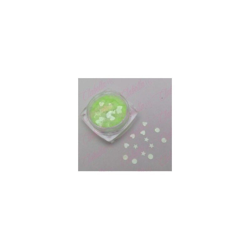 Decoración GLOW  brilla en la oscuridad para uñas en frasco de 1/8oz por pieza, surtido (PB)