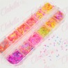 Decoración LUNAS NEON para uñas en pastillero – estuche de 13x5cm con 12 divisiones y tapa individual,surtido (PB)