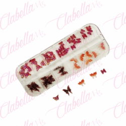 Decoración MARIPOSA 3D San Valentín en color ROJO VITRAL para uñas aprox 40 piezas  por estuche