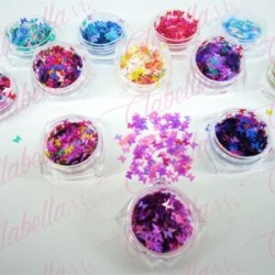 Decoración MARIPOSA CHICA normal para uñas 12 piezas de 1/8  12 por estuche, (Con estuche) surtido