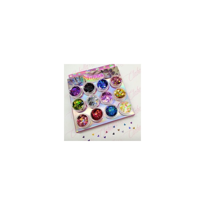 Decoración MICKEY COLORES METALICOS para uñas 12 piezas de 1/8 por paquete (Sin estuche) surtido (PB)