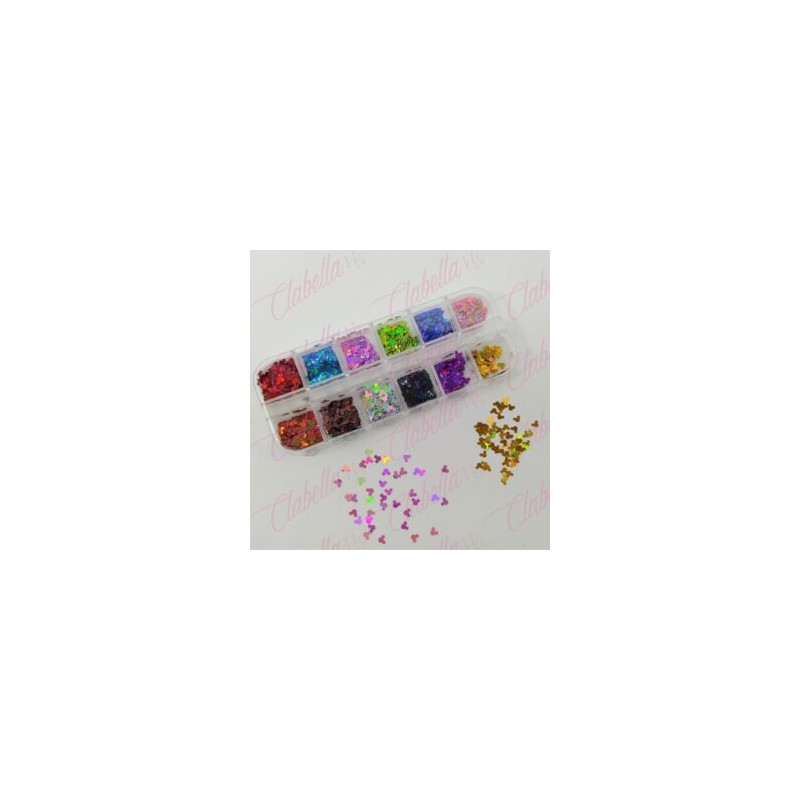 Decoración MICKEY para uñas en pastillero – estuche de 13x5cm con 12 divisiones y tapa individual MGK-E723, surtido (PB)
