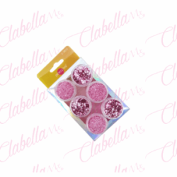 Decoración MIXTA ROSA PASTEL para uñas 6 piezas de 1/8oz por paquete  (Sin blister) (Pb)