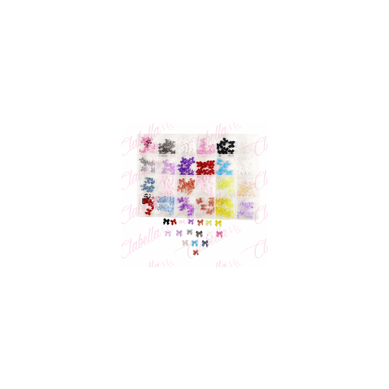 Decoración MOÑO COQUETTE 3D  para uñas aprox 120 piezas  por estuche, surtido