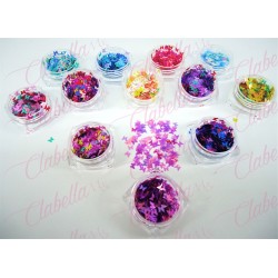 Decoración MARIPOSA CHICA normal para uñas 12 piezas de 1/8  12 por estuche, (Con estuche) surtido