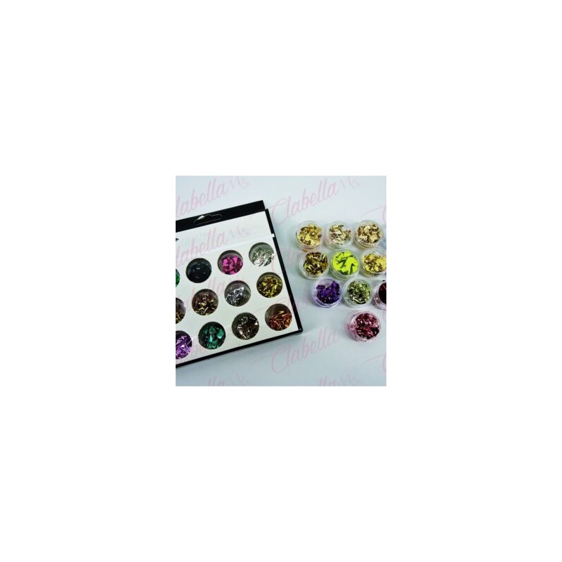 Decoración papel metálico de colores para uñas 12 piezas de 1/6 por paquete, surtido KT (245)-0932 (PB)