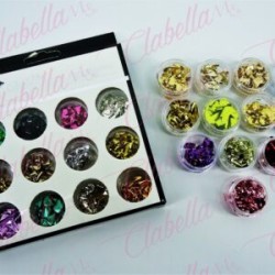 Decoración papel metálico de colores para uñas 12 piezas de 1/6 por paquete, surtido KT (245)-0932 (PB)