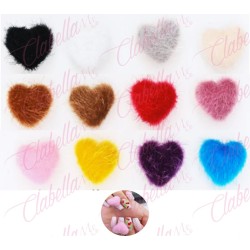 Decoración POMPOM DE CORAZON  sin imán para uñas POR PIEZA, surtido (PB)