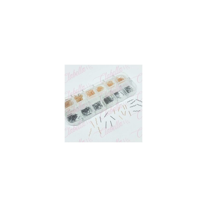 Decoración POPOTILLO cobre y plata para uñas en pastillero – estuche de 13x5cm con 12 divisiones y tapa (PB)