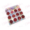 Decoración roja GLITTER, AZUCAR, FIGURA GEOMETRICA, FLAKE Y CAVIAR  para uñas 12 piezas de 1/8 por paquete, (Sin estuche) 0980