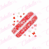 Decoración ROJA SAN VALENTIN CORAZONES  MARIPOSAS Y FLORES  para uñas en pastillero estuche de 13x5cm con 12 divisiones y tapa i