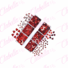 Decoración ROJA SAN VALENTIN CORAZONES METALICOS de diferente tamaño para uñas en pastillero estuche de 13x5cm con 6 divisiones 
