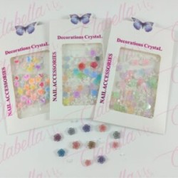 Decoración ROSAS GRANDES 3D de color CON MEDIA PERLA Y CAVIAR para uñas aprox 300 piezas por sobre, surtido