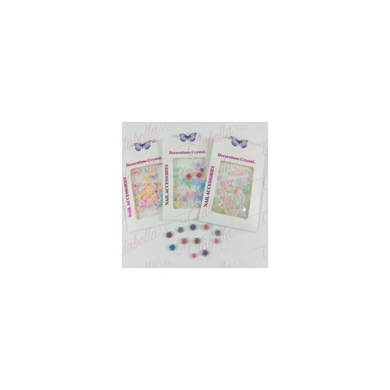 Decoración ROSAS GRANDES 3D de color CON MEDIA PERLA Y CAVIAR para uñas aprox 300 piezas por sobre, surtido