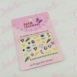 Decoración sticker  FIGURAS MIXTAS 3D para uñas aprox de 9.5×6.5cm por planilla, surtido  (PB) (Chica, NO grande)