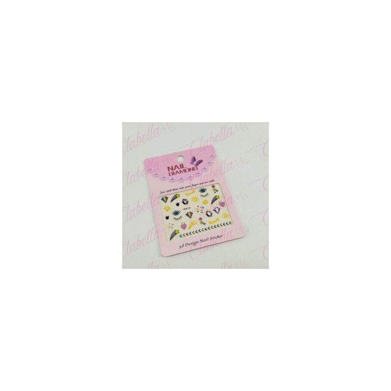 Decoración sticker  FIGURAS MIXTAS 3D para uñas aprox de 9.5×6.5cm por planilla, surtido  (PB) (Chica, NO grande)