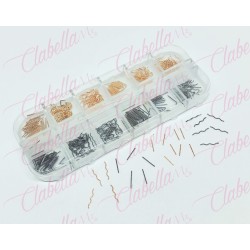Decoración POPOTILLO cobre y plata para uñas en pastillero – estuche de 13x5cm con 12 divisiones y tapa (PB)