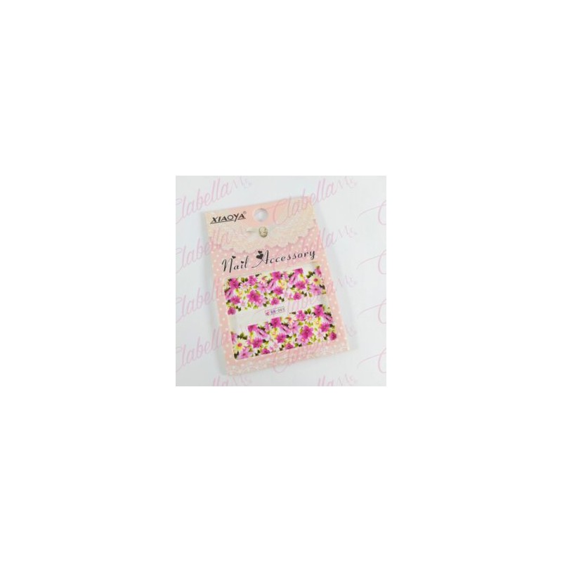 Decoración sticker  tattoo FLORES MIXTAS CHICAS para uña completa aprox de 9.5×6.5cm por planilla, surtido