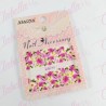 Decoración sticker  tattoo FLORES MIXTAS CHICAS para uña completa aprox de 9.5×6.5cm por planilla, surtido