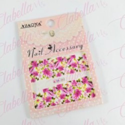 Decoración sticker  tattoo FLORES MIXTAS CHICAS para uña completa aprox de 9.5×6.5cm por planilla, surtido