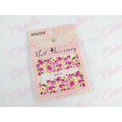 Decoración sticker  tattoo FLORES MIXTAS CHICAS para uña completa aprox de 9.5×6.5cm por planilla, surtido