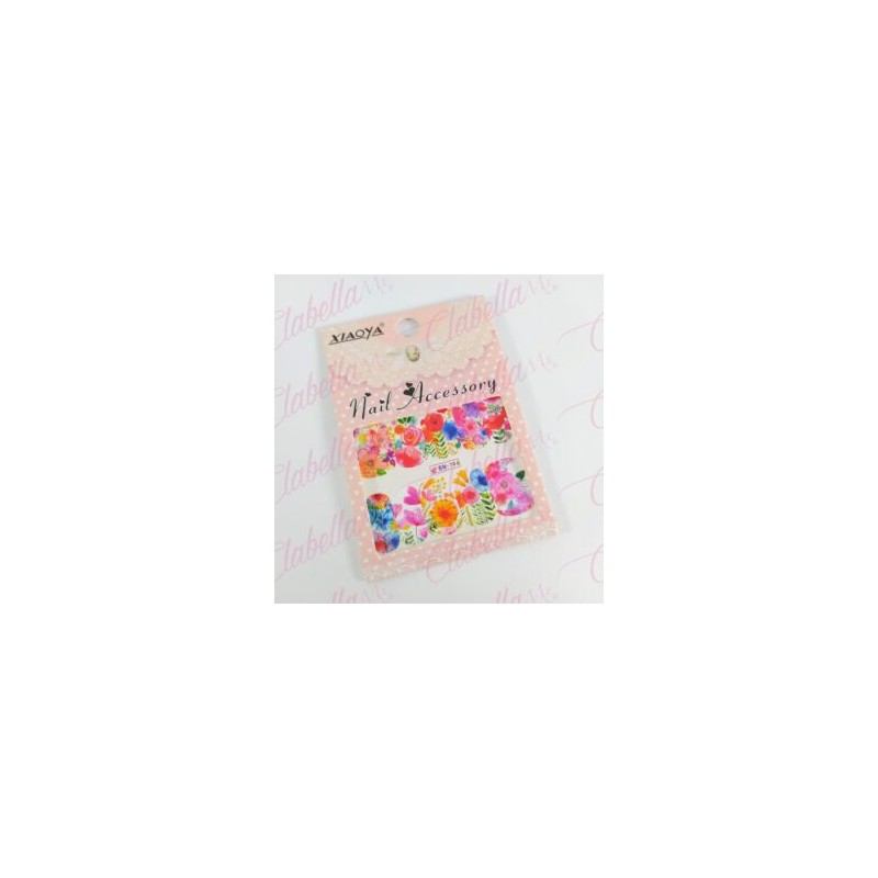 Decoración sticker  tattoo FLORES MIXTAS GRANDES para uña completa aprox de 9.5×6.5cm por planilla, surtido