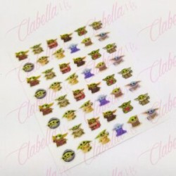 Decoración sticker BABY YODA  para uñas aprox de 6.5×8.5cm por planilla, surtido (PB)