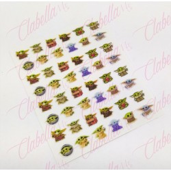 Decoración sticker BABY YODA  para uñas aprox de 6.5×8.5cm por planilla, surtido (PB)