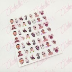 Decoración sticker BAD BUNNY para uñas aprox de 6.5×8.5cm por planilla, surtido