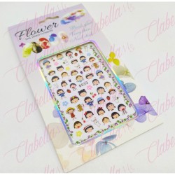 Decoración sticker CHIBI MARUKO CHAN para uñas aprox de 6.5×9.5cm por planilla, surtido (PB)