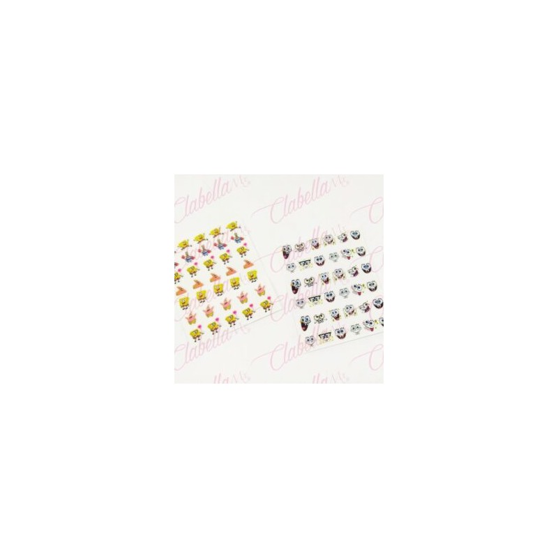 Decoración sticker de BOB ESPONJA para uñas aprox de 6.5×8.5cm por planilla, surtido