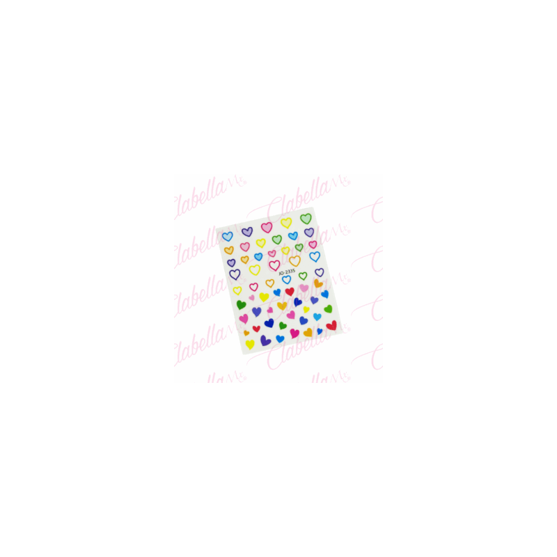 Decoración sticker de CORAZÓN para uñas aprox de 8x10cm por planilla, surtido A-LQ58 (NO san valentín, Corazón)