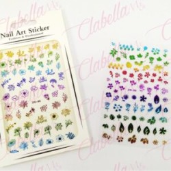Decoración sticker de FLORES METÁLICAS 3D para uñas aprox de 7.5x12cm por planilla, surtido (PB)