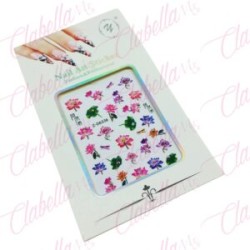 Decoración sticker de FLORES NO METALICAS 3D para uñas aprox de 9x15cm por planilla, surtido