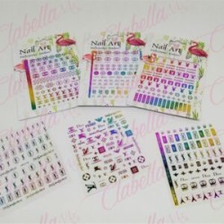 Decoración sticker de MARCAS COLORES METALICOS para uñas aprox de 9x13cm por planilla, surtido K21-10368 (Presentación Nail art)