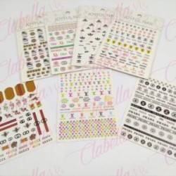 Decoración sticker de MARCAS DE COLORES para uñas aprox de 7.8x10cm por planilla, surtido (PB)
