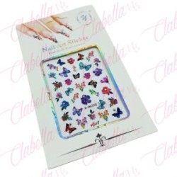 Decoración sticker de MARIPOSAS NO METALICAS 3D para uñas aprox de 9x15cm por planillla, surtido
