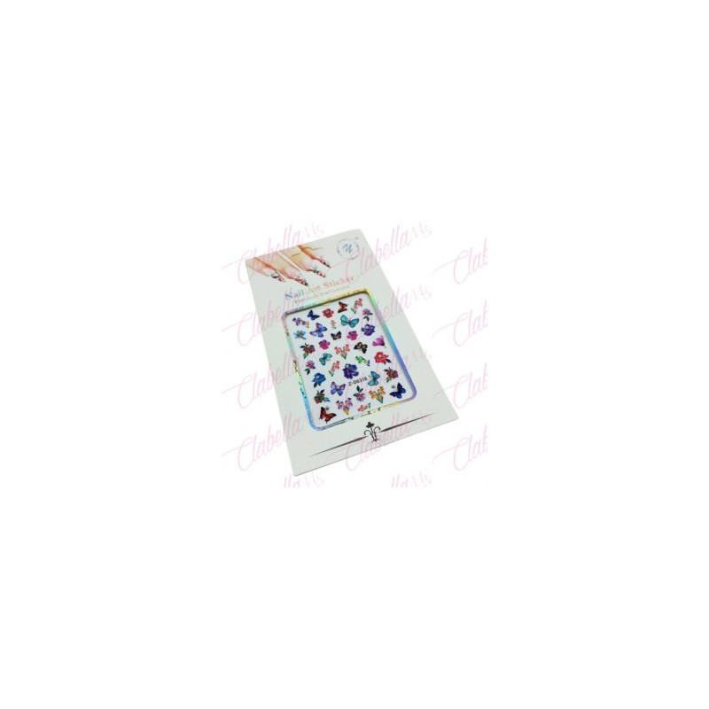 Decoración sticker de MARIPOSAS NO METALICAS 3D para uñas aprox de 9x15cm por planillla, surtido